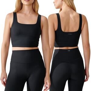 YPB Abercrombie Black sculptLUX Squareneck Cropped Slim Workout Tank Top - XS